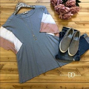 Blue color block top